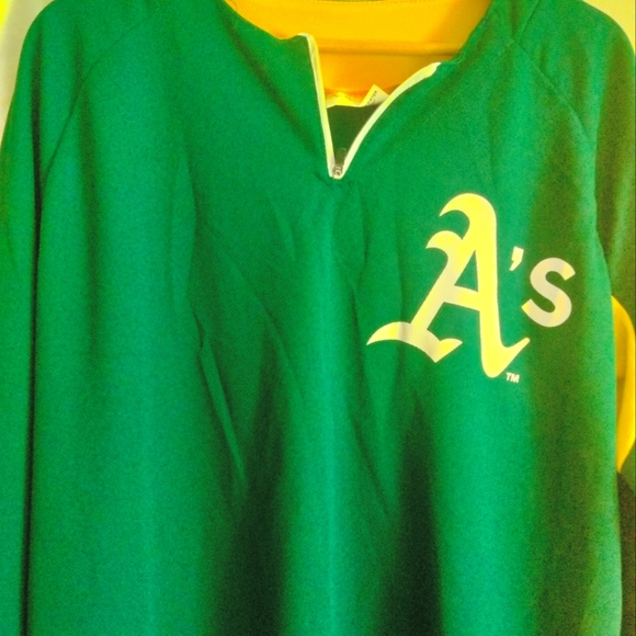 Oakland A's Athletics Vintage Jersey Mens Size XL Match Up Green Yellow 3/4 Zip - Picture 10 of 11
